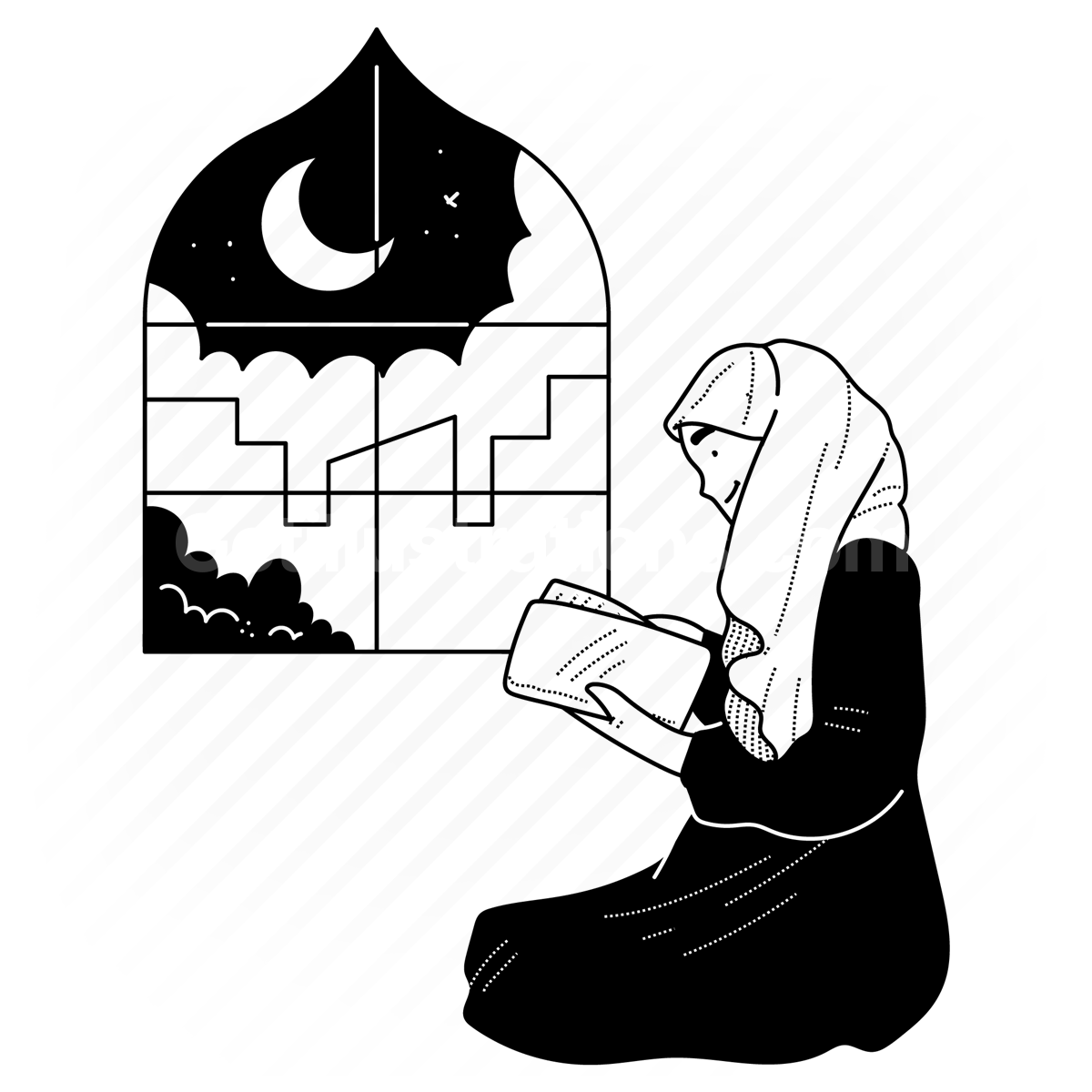 religion, ramadan, night, islam, muslim, woman, study, read, prayer